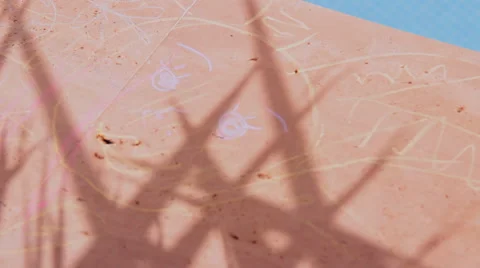 Drawn with crayons sun on the poolside Stock Footage 41242693