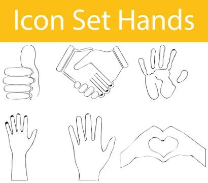 Drawn Doodle Lined Icon Set Hands I イラスト素材