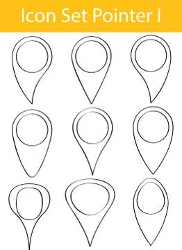 Drawn Doodle Lined Icon Set Pointer I Illustrazione stock
