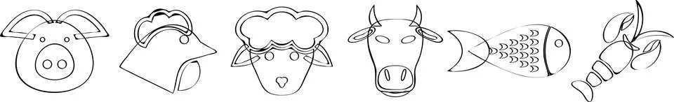 Drawn Doodle Lined Icon Set Animal Illustrazione stock