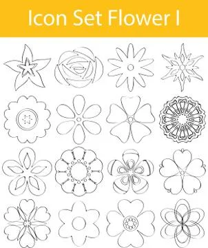 Drawn Doodle Lined Icon Set Flower I イラスト素材