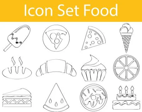 Drawn Doodle Lined Icon Set Food I Illustrazione stock