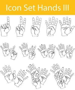 Drawn Doodle Lined Icon Set Hands Stock Illustration