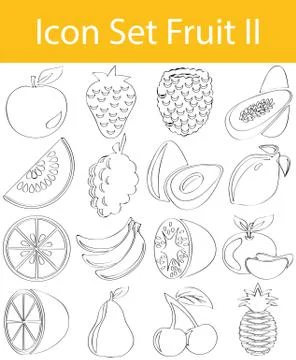 Drawn Doodle Lined Icon Set Fruit II Illustrazione stock