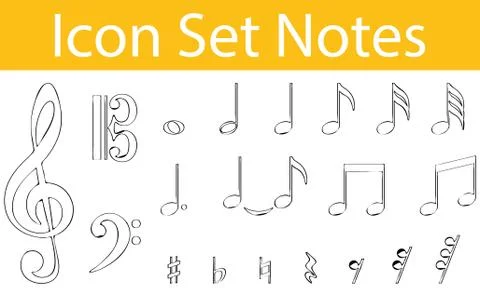 Drawn Doodle Lined Icon Set Notes I Stock Illustration