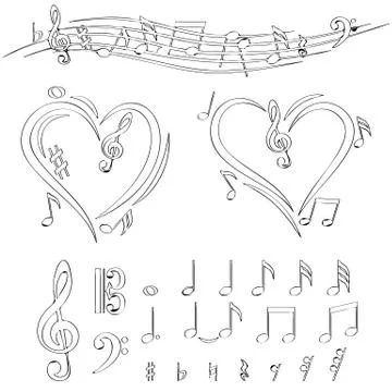 Drawn Doodle Lined Icon Set Big Music Pack イラスト素材