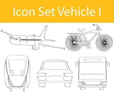 Drawn Doodle Lined Icon Set Vehicle I イラスト素材