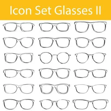 Drawn Doodle Lined Icon Set Glasses II イラスト素材