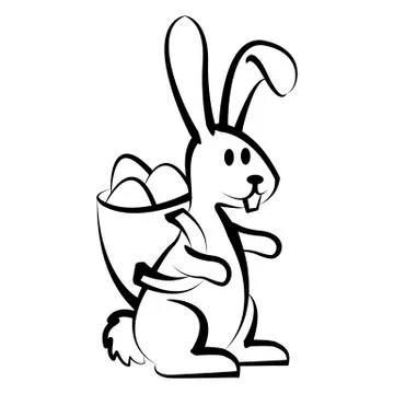 Drawn Easter Bunny Rabbit Sketch Outline Vector Stock Illustration