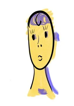 Drawn face of a child on white background, illustration Stock Illustration