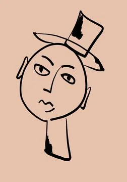 Drawn face of a person on beige background, illustration Stock Illustration
