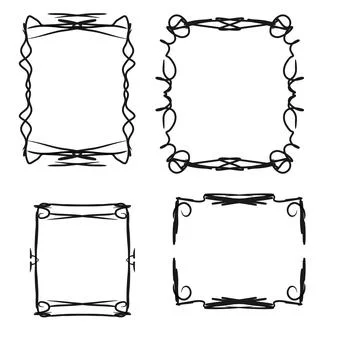 Drawn frames with ornaments. Stock Illustration