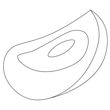 Drawn fruit half persimmon in black and white Stock Illustration