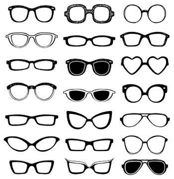 Drawn glasses vector set Stock Illustration