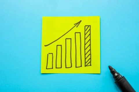 A drawn graph symbolizing growth, increased income, business success. Stock Photos
