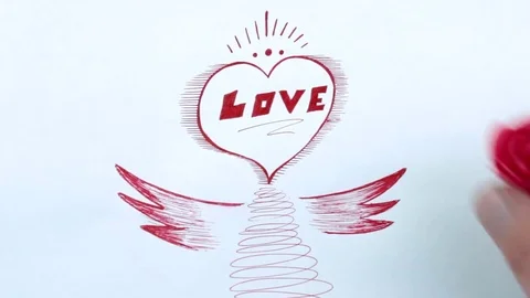The drawn heart and floret Stock Footage 85154350
