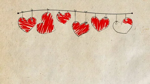 Drawn hearts on a rope Vidéo 123487173