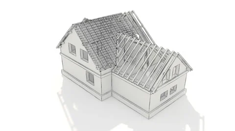 Drawn Home construction Stock Footage 30549092