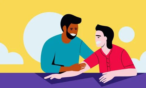 The drawn illustration vector Helping a partner concept illustrations isolate Stock Illustration