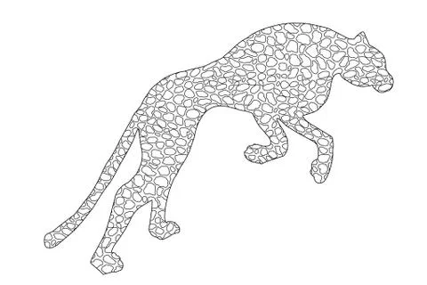 Drawn jaguar, leopard, wild cat, panther doodle outline silhouette Иллюстрация