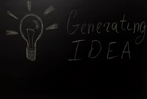 Drawn light on blackboard with the text: Generating IDEA. Stock Photos