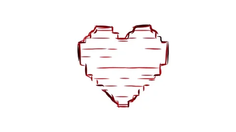 Drawn line heart shape cartoon glitch interference animation seamless loop Stock Footage 82192602