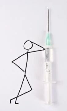 Drawn man with syringe Illustrazione stock