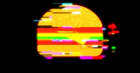 Drawn marker pixel burger glitch cartoon handmade animation seamless loop lcd Stock Footage 108856854