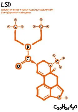 Drawn molecule and formula of LSD Stock Illustration
