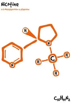 Drawn molecule and formula of Nicotine Stock Illustration