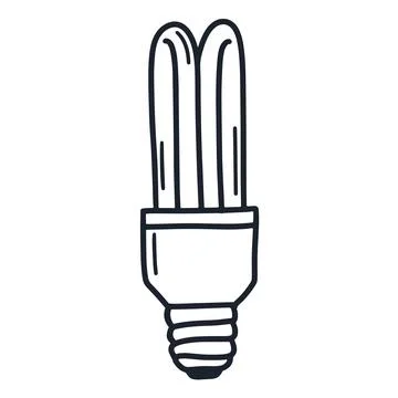 Drawn out fluorescent lightbulb doodle style Stock Illustration
