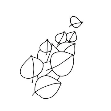 Drawn outline leaf isolated on a white background Illustrazione stock