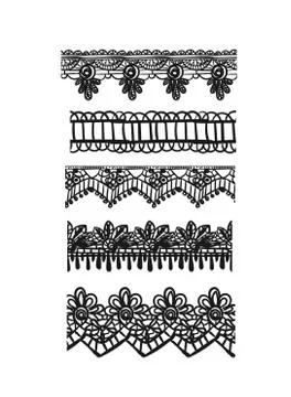 Drawn pattern lace set sketch vector shabby chic elements Stock Illustration