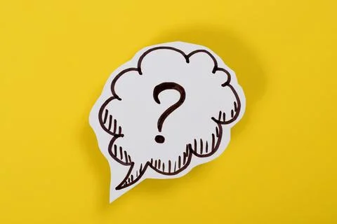 Drawn question mark on a yellow background Stock Photos