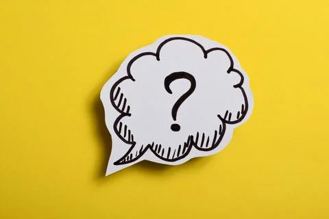 Drawn question mark on a yellow background Stock Photos