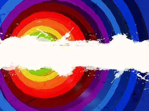 Drawn rainbow circles and text space Stock Illustration