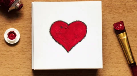 Drawn red heart is beating Stock Footage 60799355