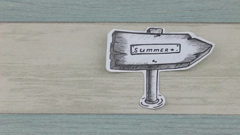 Drawn road sign summer Stock Footage 89823271