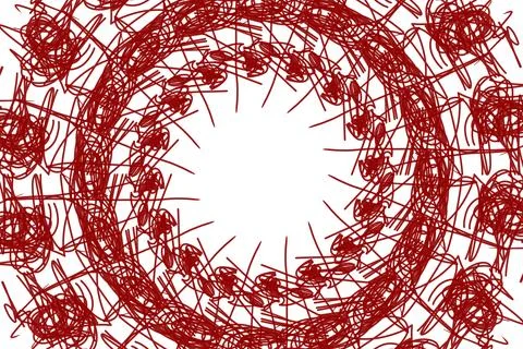 Drawn round frame made of sharp lines. Insert template. Stock Illustration