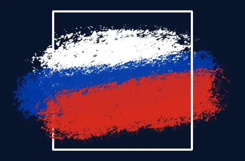 A drawn Russian flag on a black background. Concept of world crisis and war Stock Illustration