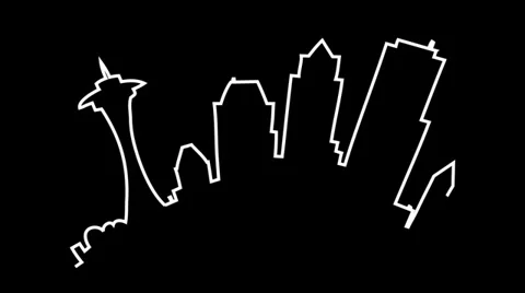 Drawn Seattle Skyline Stock Footage 37618772