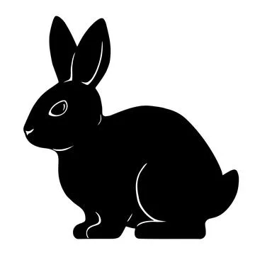 A drawn silhouette of a sitting rabbit. Vector graphics illustration. Stock Illustration
