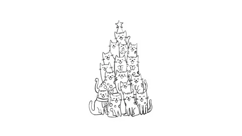 Drawn singing cats 4K Video stock 166510786