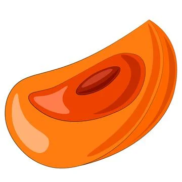 Drawn single fruit half persimmon in color Stock Illustration