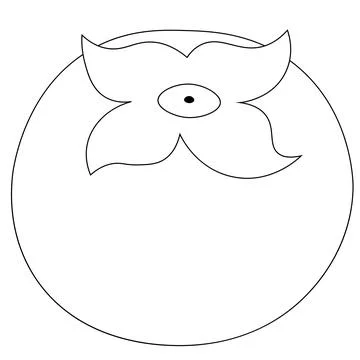 Drawn single fruit persimmon in black and white Illustrazione stock