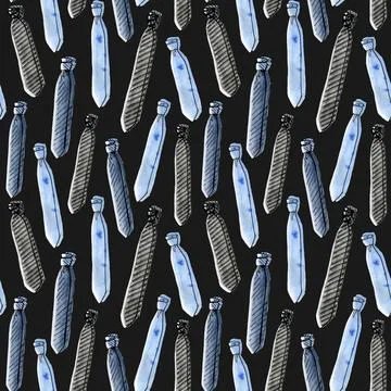 Drawn ties on black pattern Stock Illustration