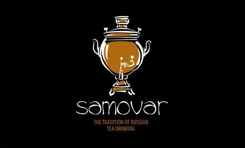 Drawn vector logo Samovar on a black background Stock Illustration