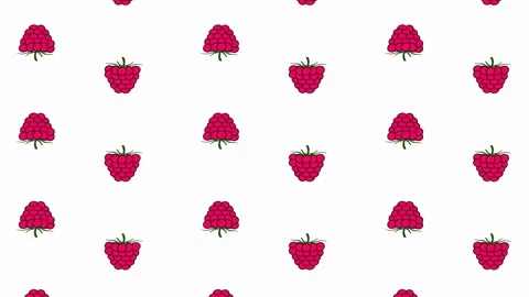 Drawn vector raspberries moving on a white background Stock Footage 196713416