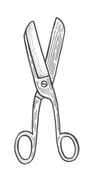 Drawn vintage scissors Illustrazione stock