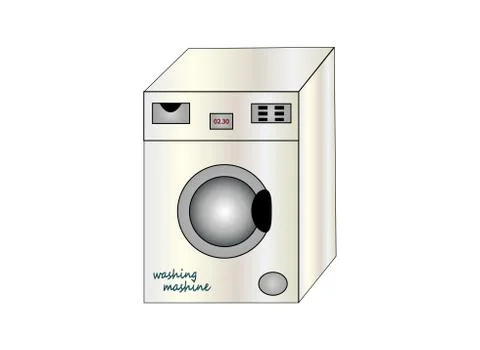 Drawn washing machine on a white background Stock Illustration